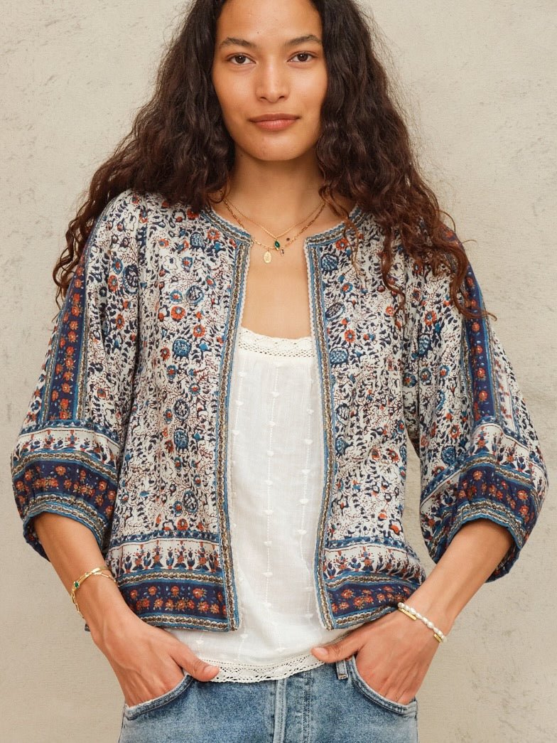 M.A.B.E Cass Print Jacket Indigo/Rust - Den Lille Ida - M.A.B.E