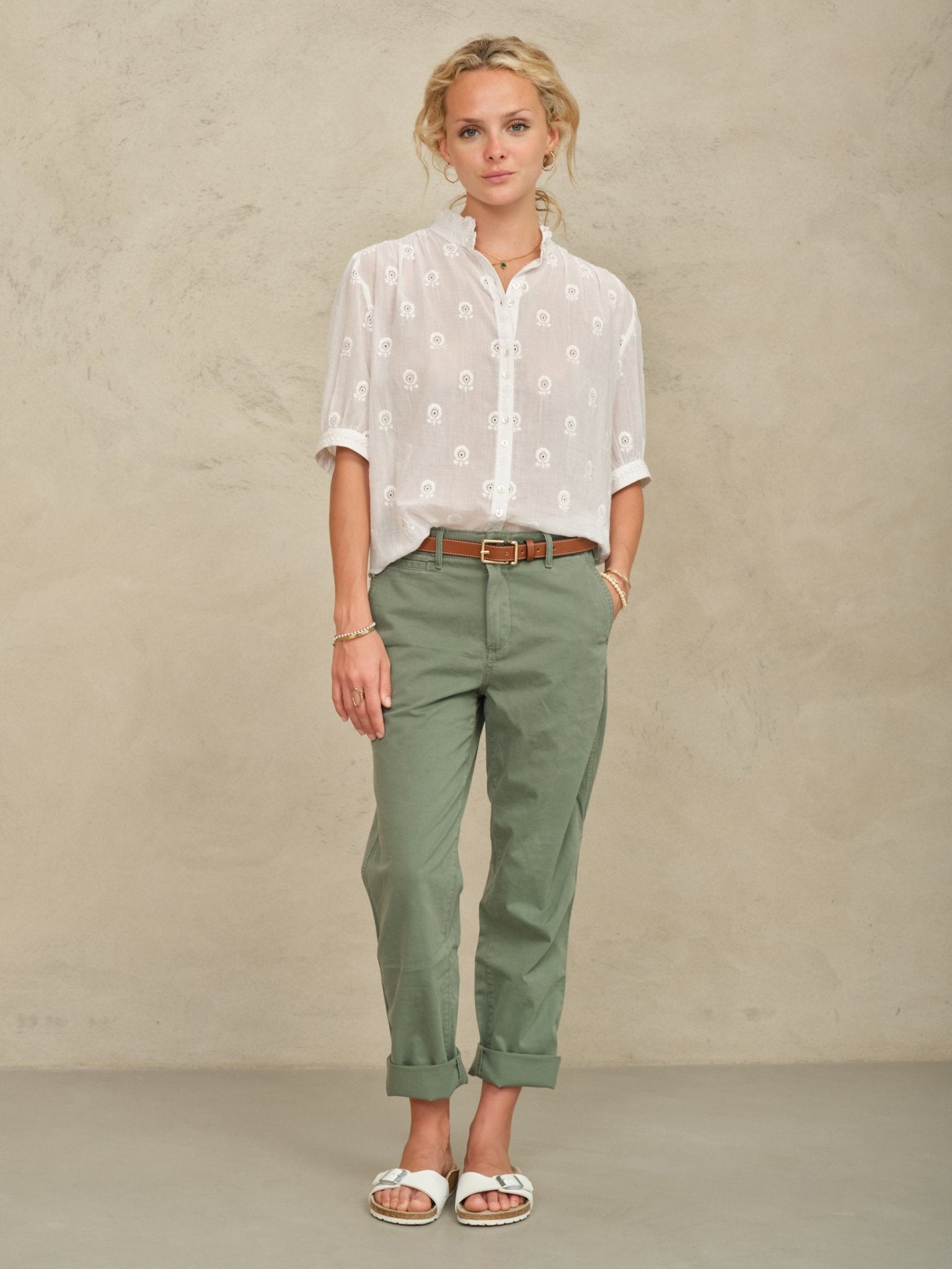 M.A.B.E Frani Emb Top White - Den Lille Ida - M.A.B.E