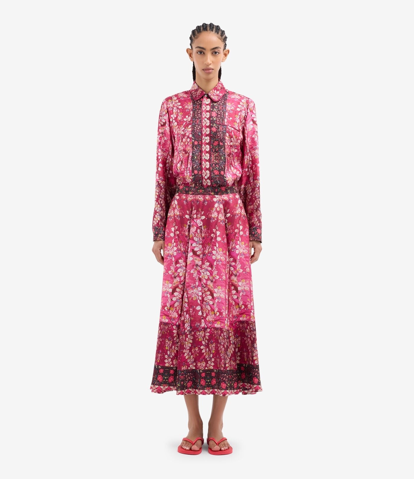Pierre - Louis Mascia Aloe A - Line silk Skirt Rosa Damasco - Den Lille Ida - Pierre - Louis Mascia