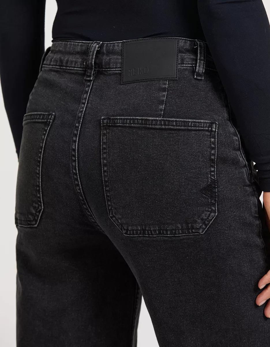 Reiko Wide Denim Pom Black - Den Lille Ida - Reiko