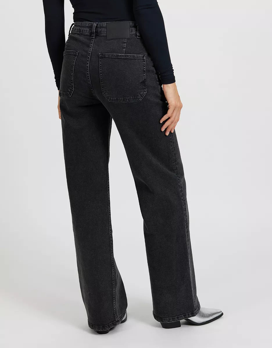 Reiko Wide Denim Pom Black - Den Lille Ida - Reiko