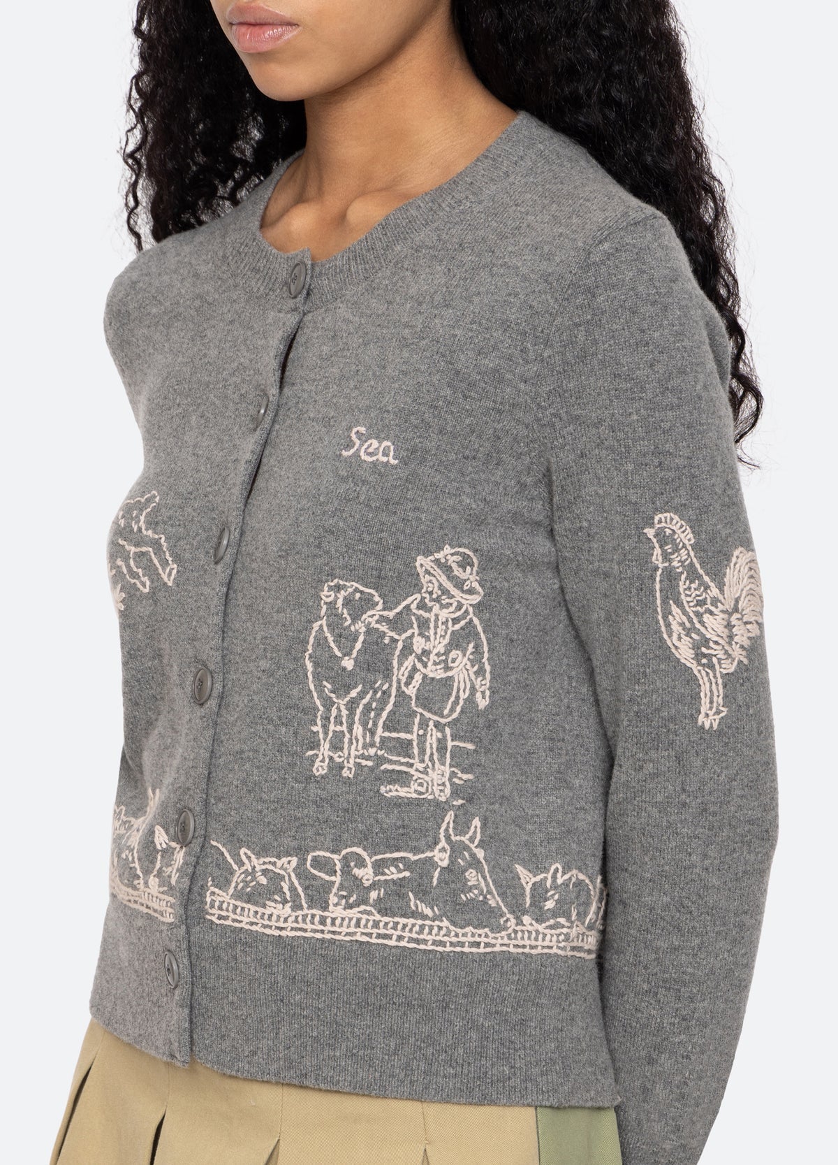 Sea New York Edin Farm Embroidery Cardigan Grey - Den Lille Ida - Sea New York
