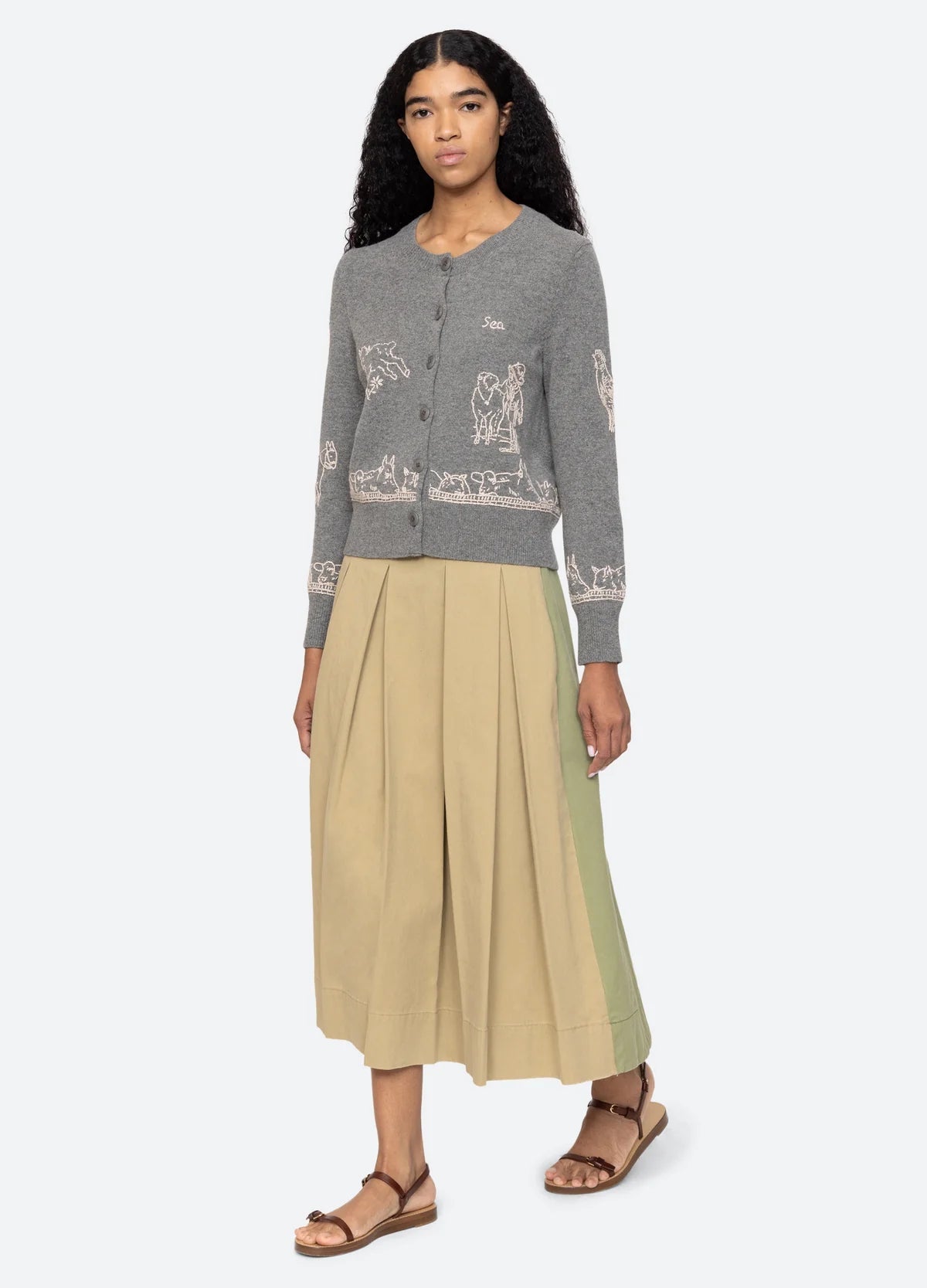 Sea New York Edin Farm Embroidery Cardigan Grey - Den Lille Ida - Sea New York