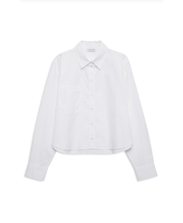 Anine Bing Essie Cropped Shirt White