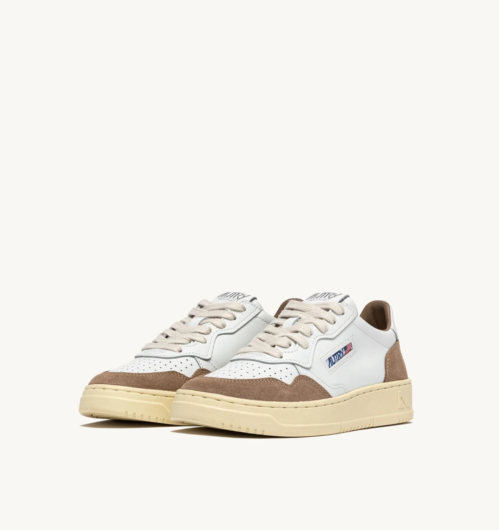 Autry Medalist Low Sneakers in White Leather and Antelope Suede