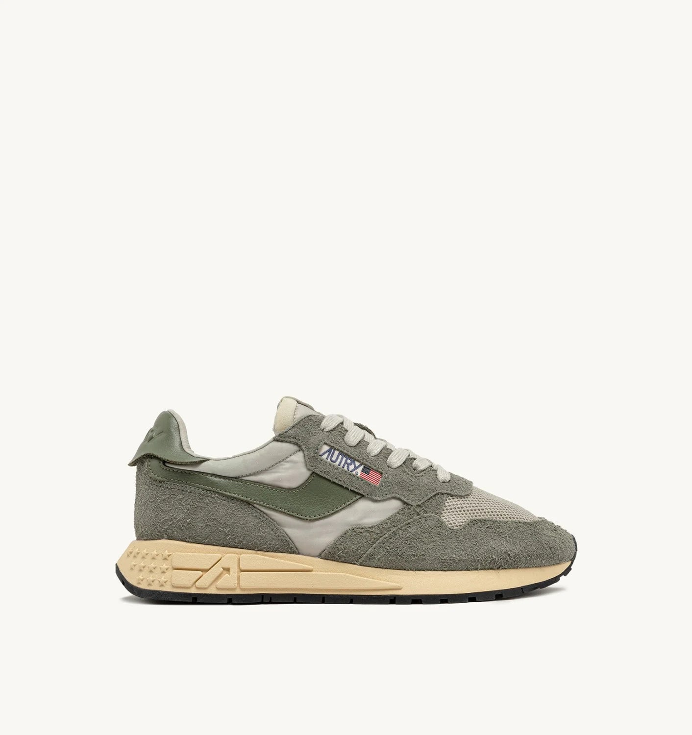 AUTRY SNEAKERS REELWIND LOW SNEAKERS IN HUNTER AND PELICAN NYLON SUEDE AND LEATHER