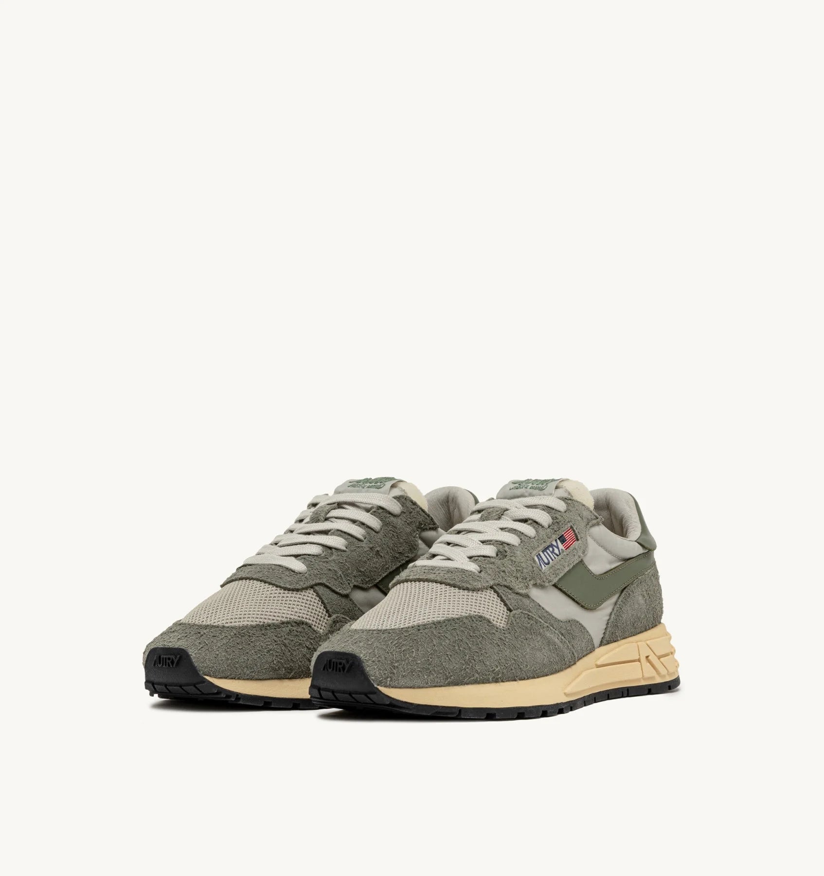AUTRY SNEAKERS REELWIND LOW SNEAKERS IN HUNTER AND PELICAN NYLON SUEDE AND LEATHER