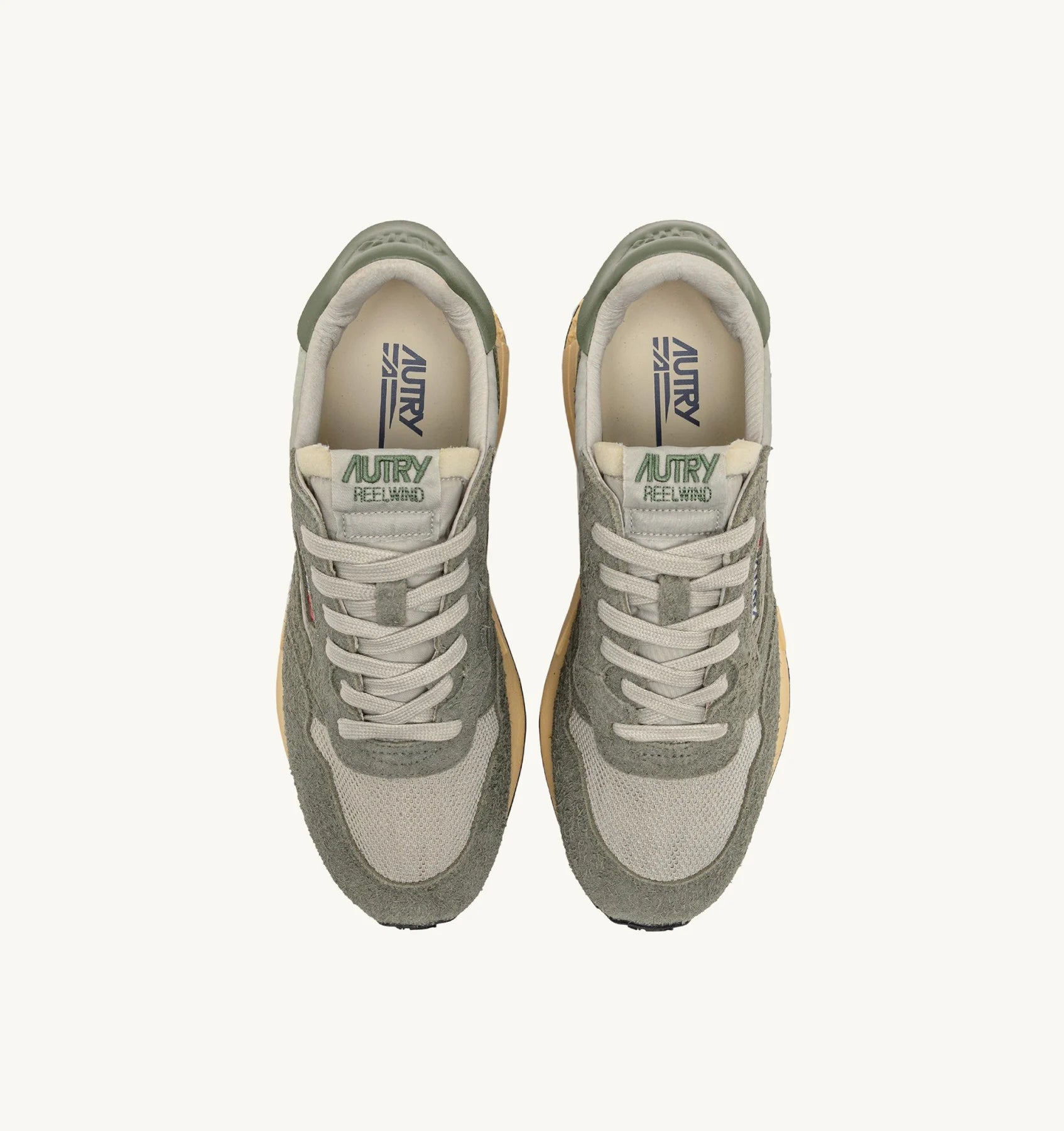 AUTRY SNEAKERS REELWIND LOW SNEAKERS IN HUNTER AND PELICAN NYLON SUEDE AND LEATHER