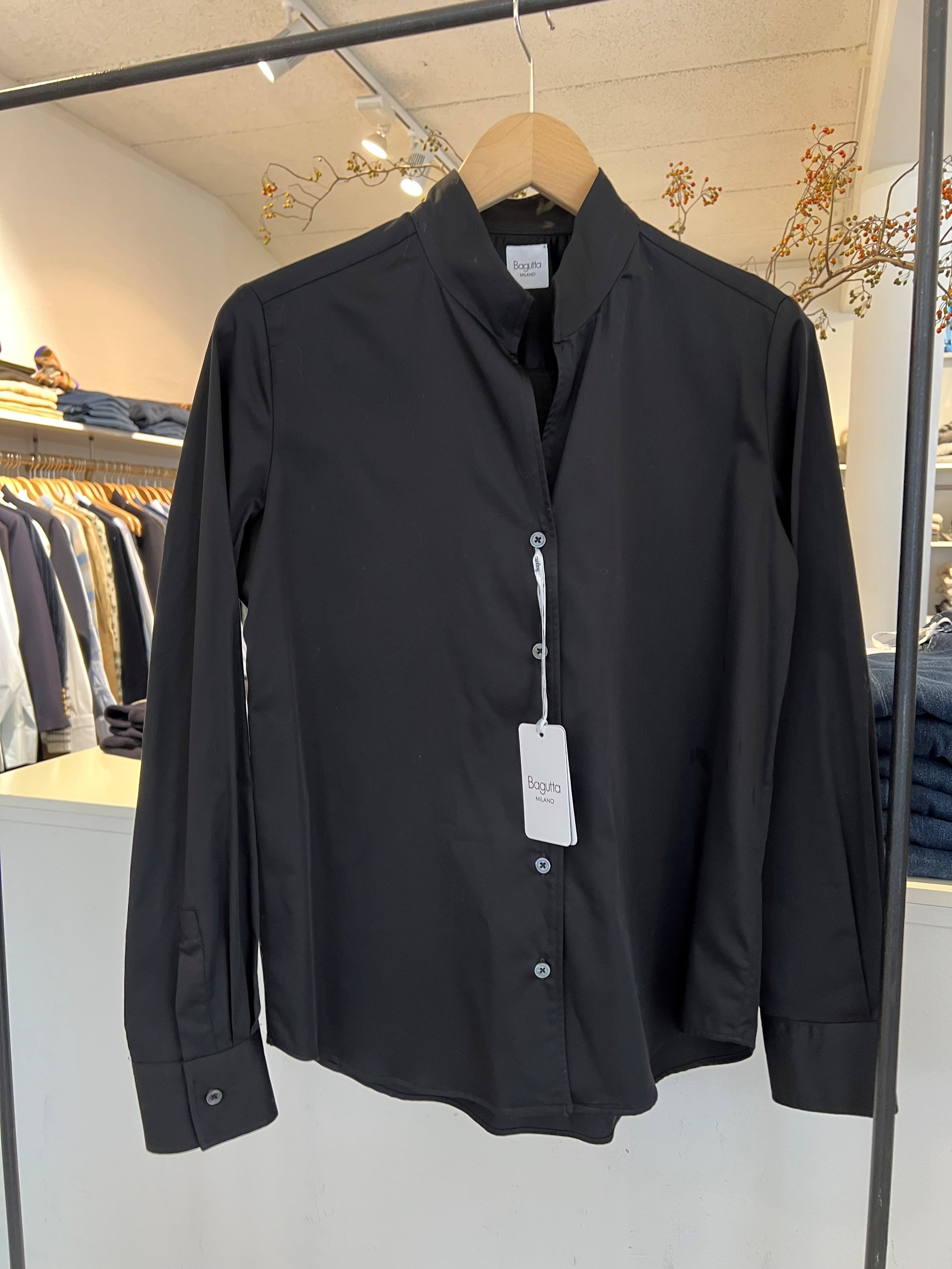 Bagutta Shirt Brook sort bomuld
