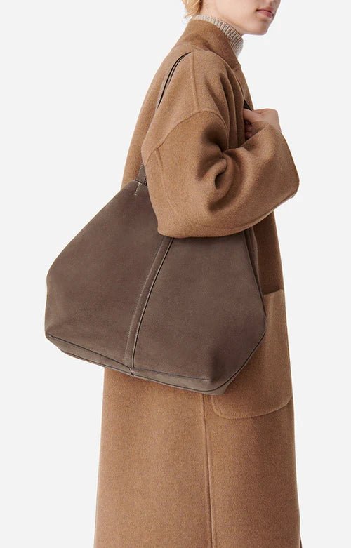 Vanessa Bruno Large Daily Velvet Leather Tote Bag Taupe - Den Lille Ida - Vanessa Bruno