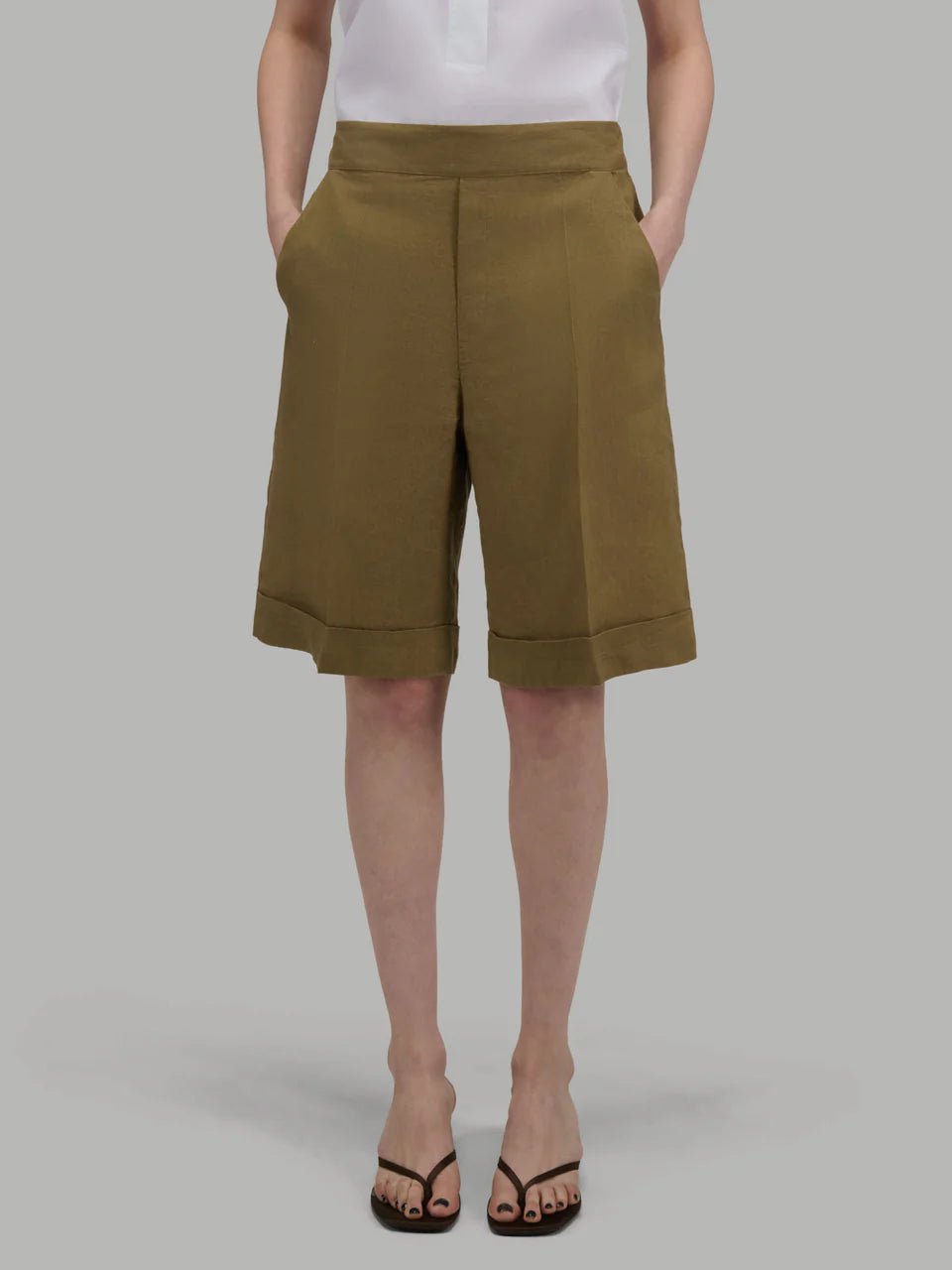 Xacus Erika Linen Bermuda Shorts Olive - Den Lille Ida - Xacus